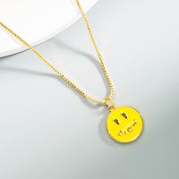 Pure Copper Dripping Oil Fashion Simple Necklace Hip-hop Style Personality Smile Expression Smiley Face Clavicle Chain main image 4