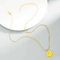 Pure Copper Dripping Oil Fashion Simple Necklace Hip-hop Style Personality Smile Expression Smiley Face Clavicle Chain main image 5