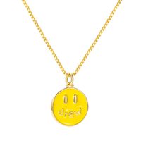 Pure Copper Dripping Oil Fashion Simple Necklace Hip-hop Style Personality Smile Expression Smiley Face Clavicle Chain main image 6