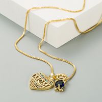 Mother's Day Series Jewelry Temperament Mom Letter Heart Pendant Necklace Pure Copper Inlaid Zircon Clavicle Chain main image 4