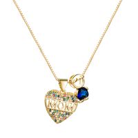 Mother's Day Series Jewelry Temperament Mom Letter Heart Pendant Necklace Pure Copper Inlaid Zircon Clavicle Chain main image 6