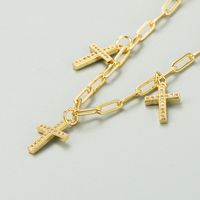 Simple And Fashionable Copper-plated Gold-plated Zircon Cross Necklace Personality Creative Necklace Clavicle Chain main image 4