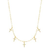 Simple And Fashionable Copper-plated Gold-plated Zircon Cross Necklace Personality Creative Necklace Clavicle Chain main image 6