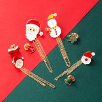 Christmas Series Alloy Color Dripping Oil Santa Claus Snowman Chain Brooch Tassel Buckle Christmas Accessories main image 1