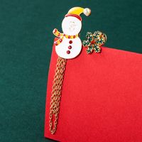 Christmas Series Alloy Color Dripping Oil Santa Claus Snowman Chain Brooch Tassel Buckle Christmas Accessories main image 5