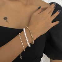 European And American Jewelry Simple Alloy Bracelet Imitation Pearl Retro Jewelry 3-piece Set main image 2