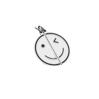 Cartoon Cute Smiling Pendant Stainless Steel Round Card Stitching Smiley Face Necklace Fashion Simple Jewelry sku image 3