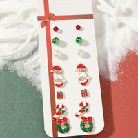 European And American New Christmas Earrings Set Creative Cartoon Oil Dripping Old Man Christmas Tree Earrings Set sku image 3
