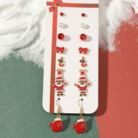 European And American New Christmas Earrings Set Creative Cartoon Oil Dripping Old Man Christmas Tree Earrings Set sku image 4