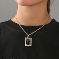 Collar Colgante De Diamante Cuadrado Geométrico Transfronterizo Collar De Circonita Negro Cadena De Clavícula sku image 1