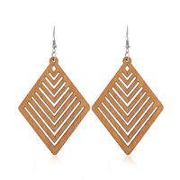 New Wooden Earrings Fashion Exaggerated Personality Hollow Geometric Coffee Color Wood Earrings Wholesale sku image 1