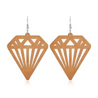 New Wooden Earrings Fashion Exaggerated Personality Hollow Geometric Coffee Color Wood Earrings Wholesale sku image 3