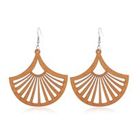 New Wooden Earrings Fashion Exaggerated Personality Hollow Geometric Coffee Color Wood Earrings Wholesale sku image 12