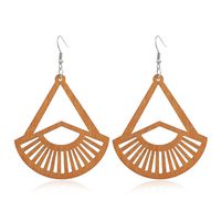 New Wooden Earrings Fashion Exaggerated Personality Hollow Geometric Coffee Color Wood Earrings Wholesale sku image 13