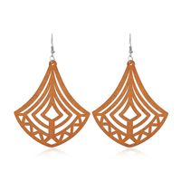New Wooden Earrings Fashion Exaggerated Personality Hollow Geometric Coffee Color Wood Earrings Wholesale sku image 15