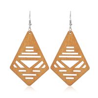 New Wooden Earrings Fashion Exaggerated Personality Hollow Geometric Coffee Color Wood Earrings Wholesale sku image 16