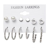 European And American Simple Earrings Alloy 6 Pairs Pearl Earrings Set Creative Ins Style Geometric Earrings sku image 1