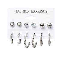 European And American Simple Earrings Alloy 6 Pairs Pearl Earrings Set Creative Ins Style Geometric Earrings sku image 2