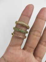 Fashion Colored Diamond Ring Creative Personality Micro-inlaid Zircon Ring Temperament Simple Simple Ring sku image 1