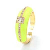 Foreign Trade Oil Drip Enamel Ring Opening Adjustable Ring Round Diamond Ring Diy Cross-border Jewelry Accessories sku image 2