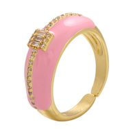 Foreign Trade Oil Drip Enamel Ring Opening Adjustable Ring Round Diamond Ring Diy Cross-border Jewelry Accessories sku image 5