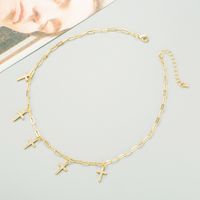 Simple And Fashionable Copper-plated Gold-plated Zircon Cross Necklace Personality Creative Necklace Clavicle Chain sku image 1