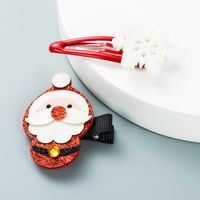 Christmas Series Flannel Santa Claus Resin Snowflake Hairpin Duckbill Clip sku image 1