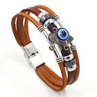 Bohemian Brown Leather Bracelet Flower Beaded Multilayer Bracelet Female Fashion Floral Bracelet sku image 4