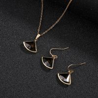 Two-piece Fan-shaped Crystal Glass Necklace Earrings sku image 3
