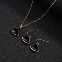 Two-piece Fan-shaped Crystal Glass Necklace Earrings sku image 8