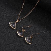 Two-piece Fan-shaped Crystal Glass Necklace Earrings sku image 9