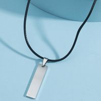 Fashion Simple Glossy Long Stainless Steel Lettering Leather Rope Necklace Wholesale Nihaojewelry main image 3