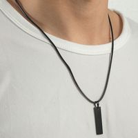 Fashion Simple Glossy Long Stainless Steel Lettering Leather Rope Necklace Wholesale Nihaojewelry main image 4