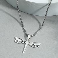Fashion Simple Stainless Steel Hollow Dragonfly Necklace Wholesale Nihaojewelry main image 4