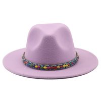 Retro Flat Big Brimmed Woolen Jazz Top Hat Wholesale Nihaojewelry main image 4