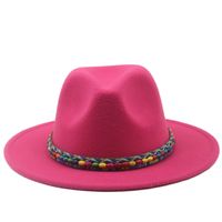 Retro Flat Big Brimmed Woolen Jazz Top Hat Wholesale Nihaojewelry main image 5