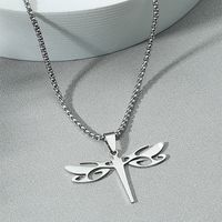 Fashion Simple Stainless Steel Hollow Dragonfly Necklace Wholesale Nihaojewelry sku image 1