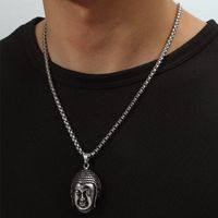 European And American Trendy Personality Buddha Necklace Simple Personality Hip Hop Necklace main image 2