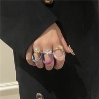 Mode Süßigkeiten Farbe Acryl Runden Strass Doppelfarbe Passenden Ring Großhandel Nihaojewelry main image 1