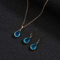 Water Drop Crystal Glass Necklace Earrings sku image 1