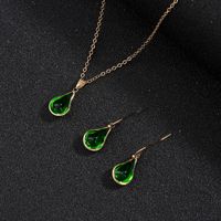 Water Drop Crystal Glass Necklace Earrings sku image 3