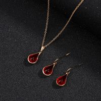 Water Drop Crystal Glass Necklace Earrings sku image 4