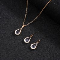 Water Drop Crystal Glass Necklace Earrings sku image 7