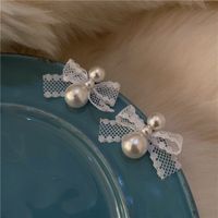 Lace Bowknot Pearl Splicing Stud Earrings Wholesale Nihaojewelry main image 1