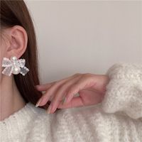 Lace Bowknot Pearl Splicing Stud Earrings Wholesale Nihaojewelry main image 3