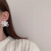 Lace Bowknot Pearl Splicing Stud Earrings Wholesale Nihaojewelry main image 5