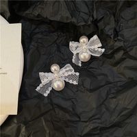 Lace Bowknot Pearl Splicing Stud Earrings Wholesale Nihaojewelry main image 6
