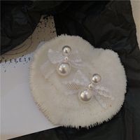 Lace Bowknot Pearl Splicing Stud Earrings Wholesale Nihaojewelry main image 8