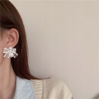 Lace Bowknot Pearl Splicing Stud Earrings Wholesale Nihaojewelry main image 10