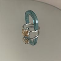 Mode Süßigkeiten Farbe Acryl Runden Strass Doppelfarbe Passenden Ring Großhandel Nihaojewelry sku image 2